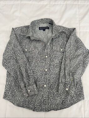 Roper Black and White Paisley Snap Western Shirt